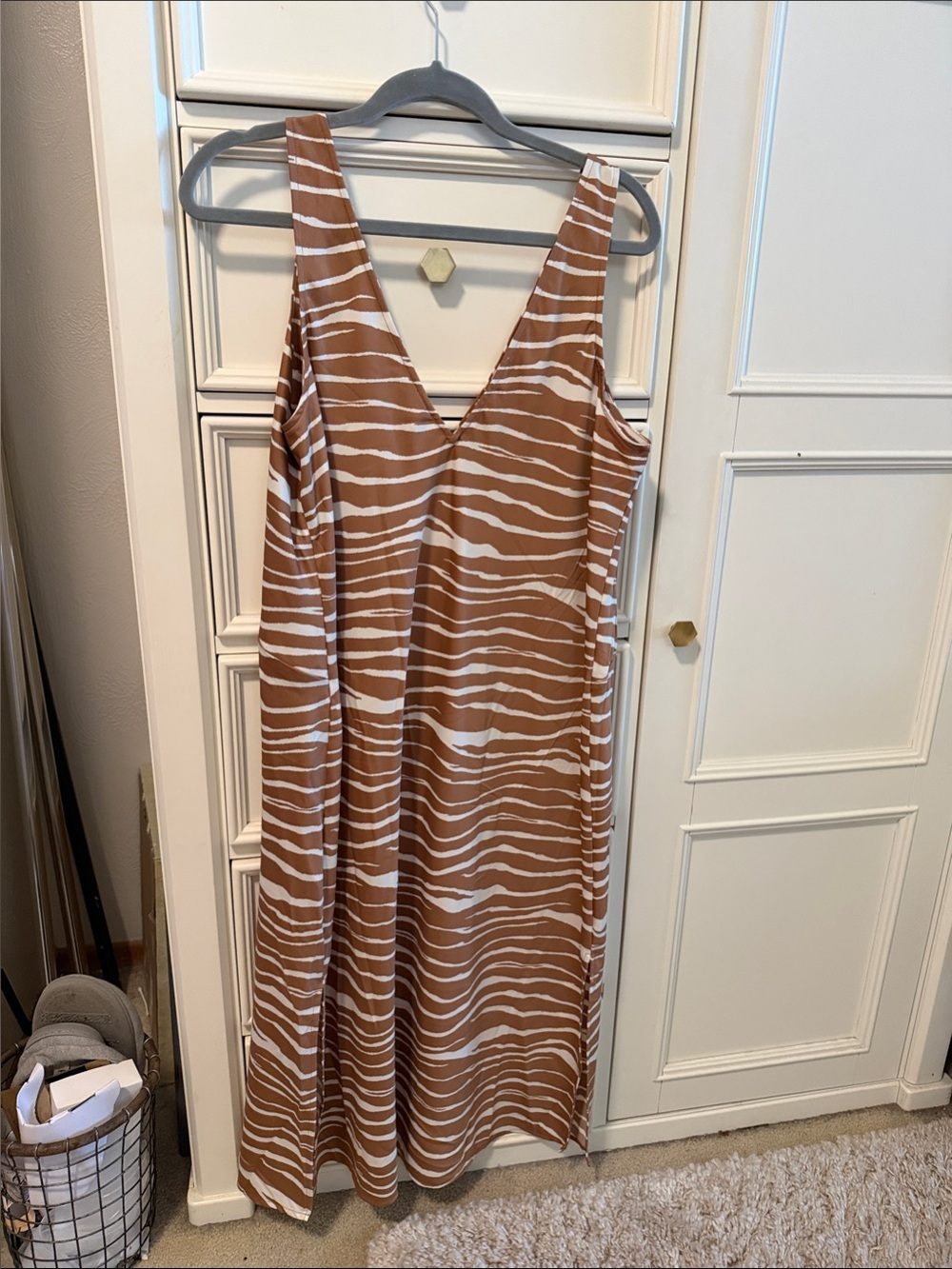 a new day Brown & White Zebra-Stripe Maxi Dress